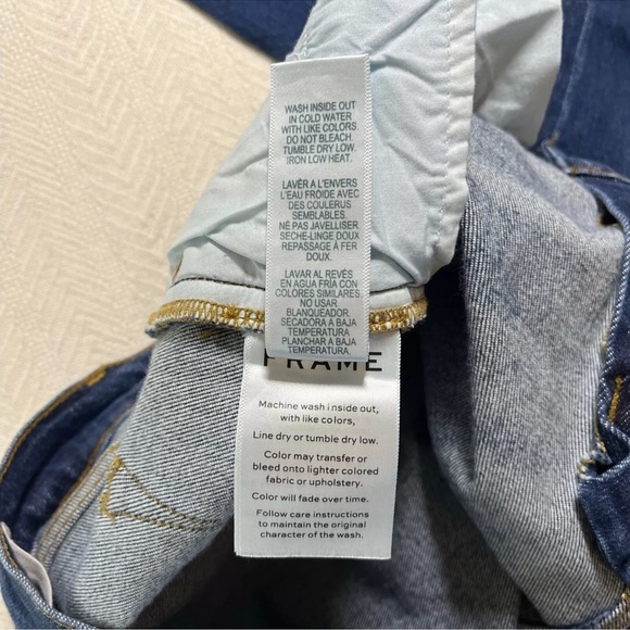 Frame Jeans Womens 32 x 27 Blue Le High Straight V-Cut Hem Dark Wash - Picture 13 of 16